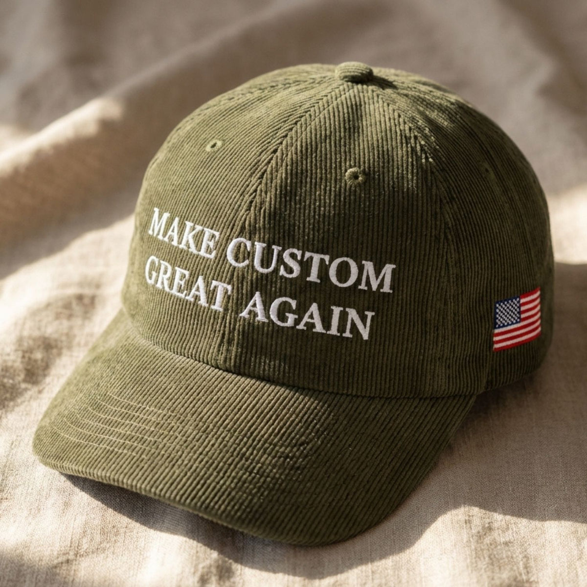 Custom Embroidered Make Custom Great Again Hat - Streetwear Corduroy Dad Cap