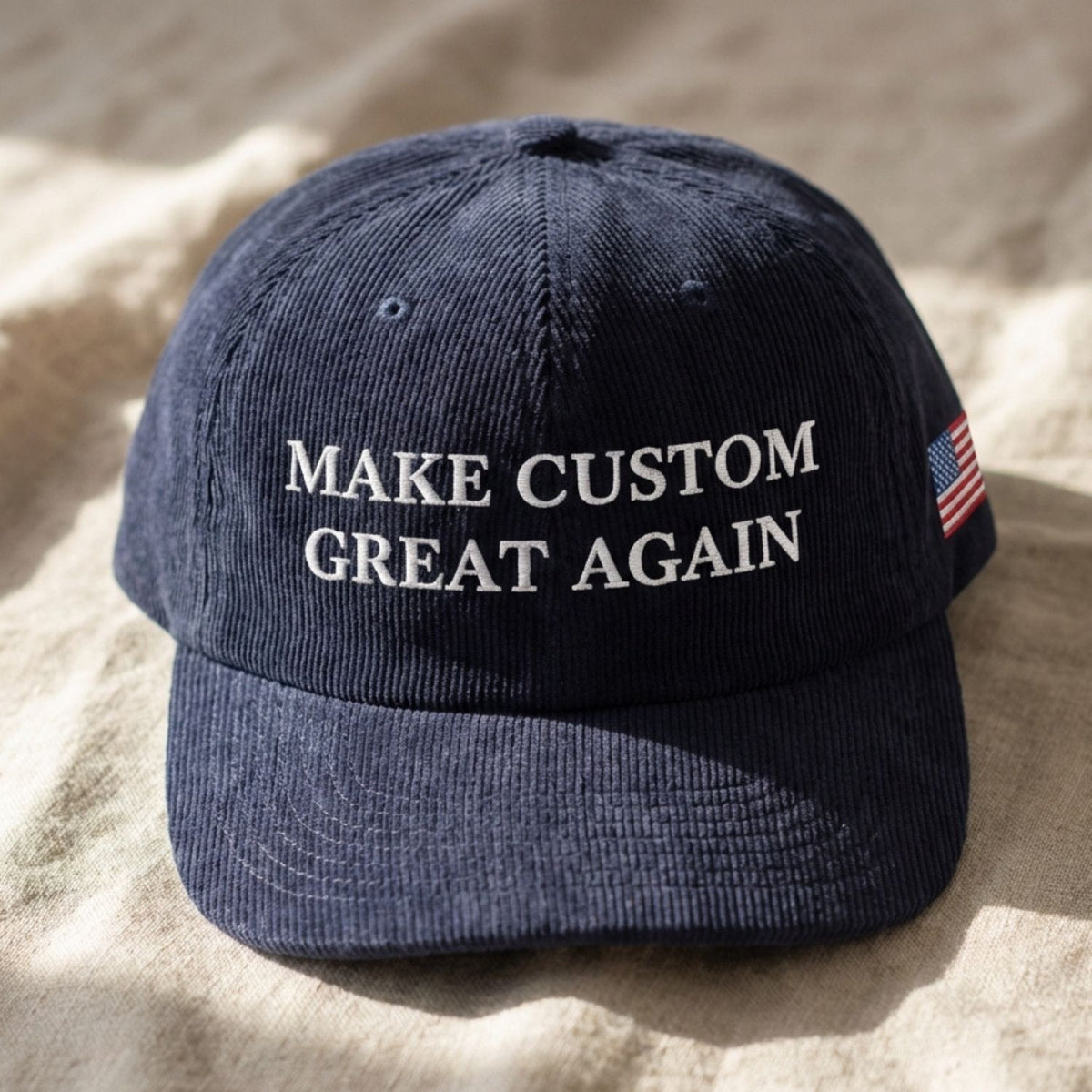 Custom Embroidered Make Custom Great Again Hat - Streetwear Corduroy Dad Cap