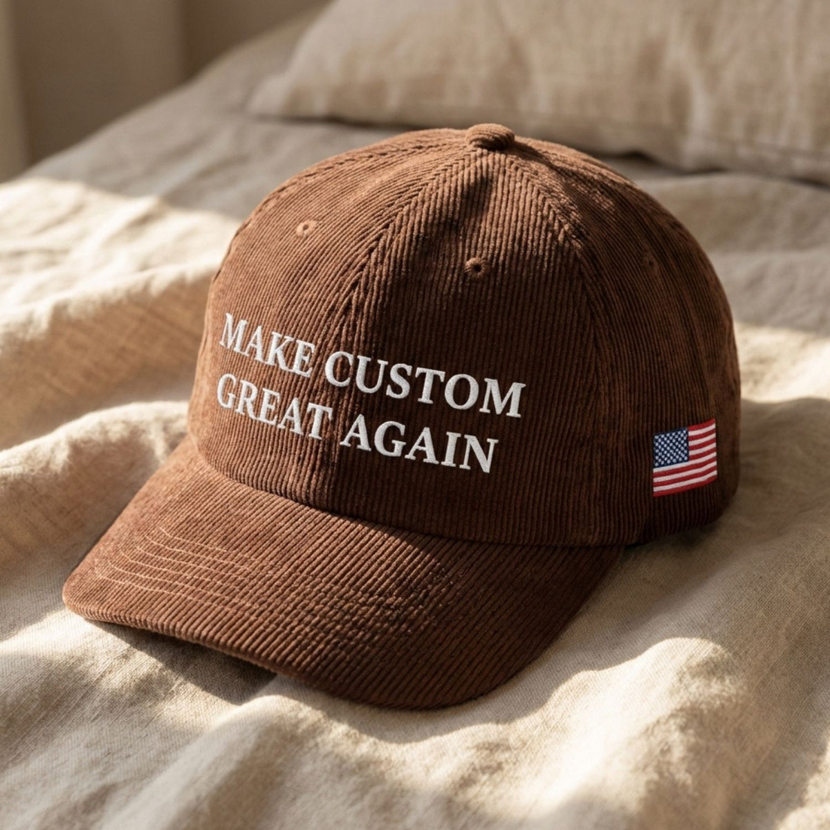 Custom Embroidered Make Custom Great Again Hat - Streetwear Corduroy Dad Cap
