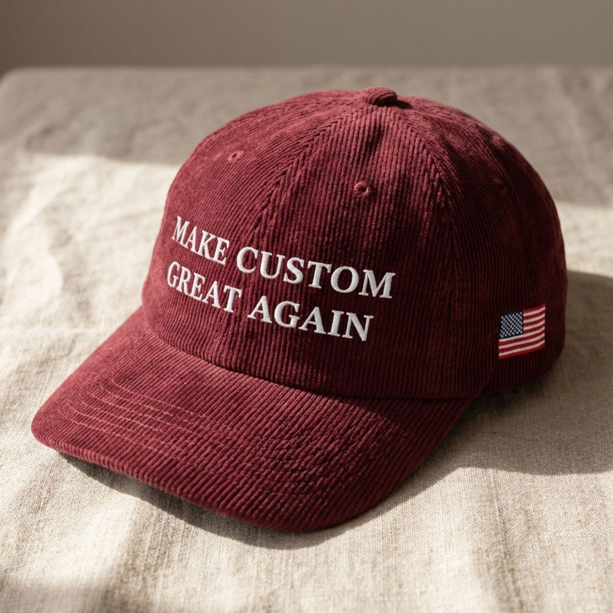 Custom Embroidered Make Custom Great Again Hat - Streetwear Corduroy Dad Cap