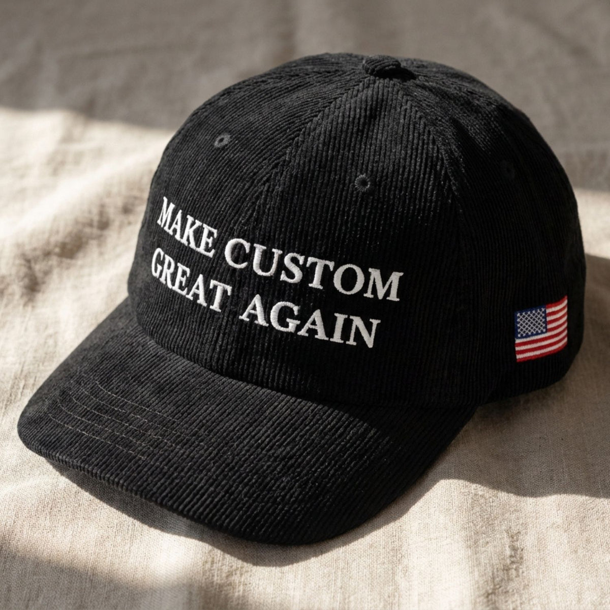 Custom Embroidered Make Custom Great Again Hat - Streetwear Corduroy Dad Cap