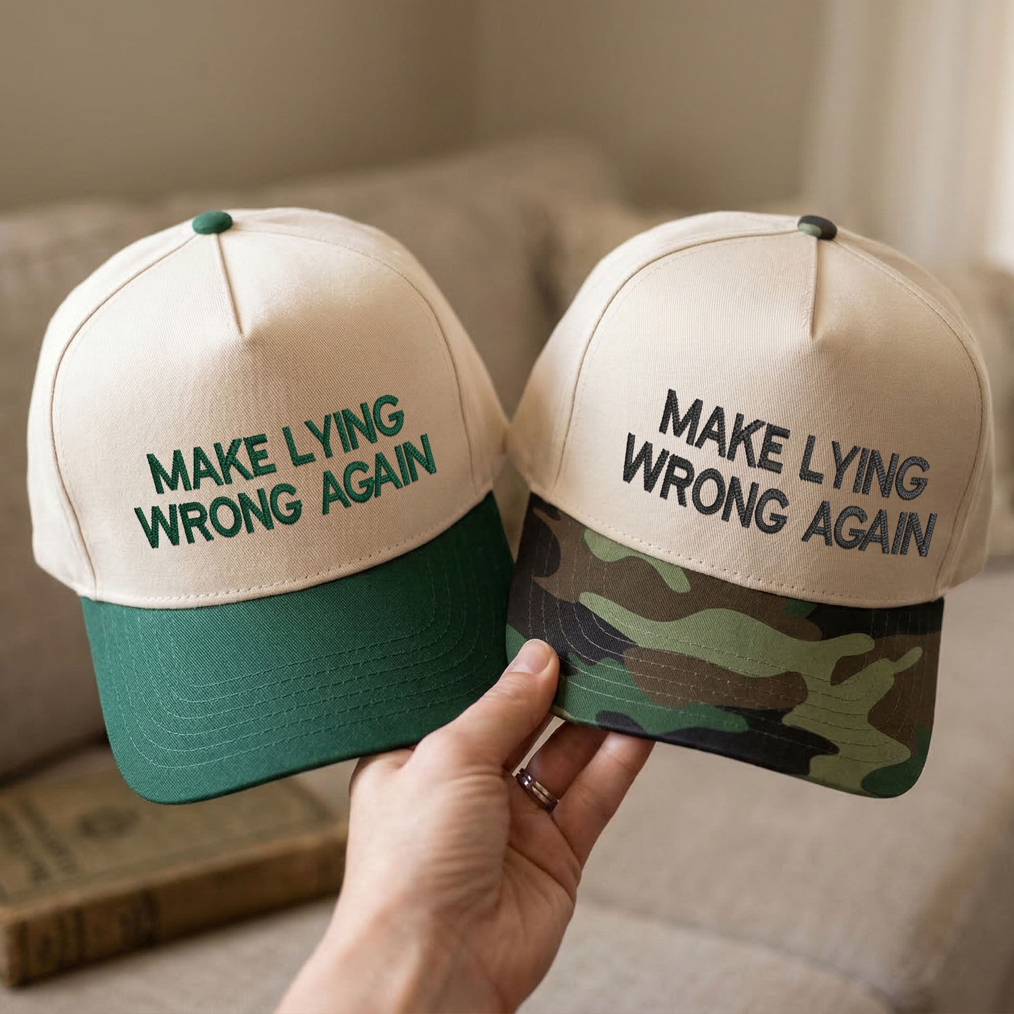 Custom Embroidered Make Lying Wrong Again Snapback Hat