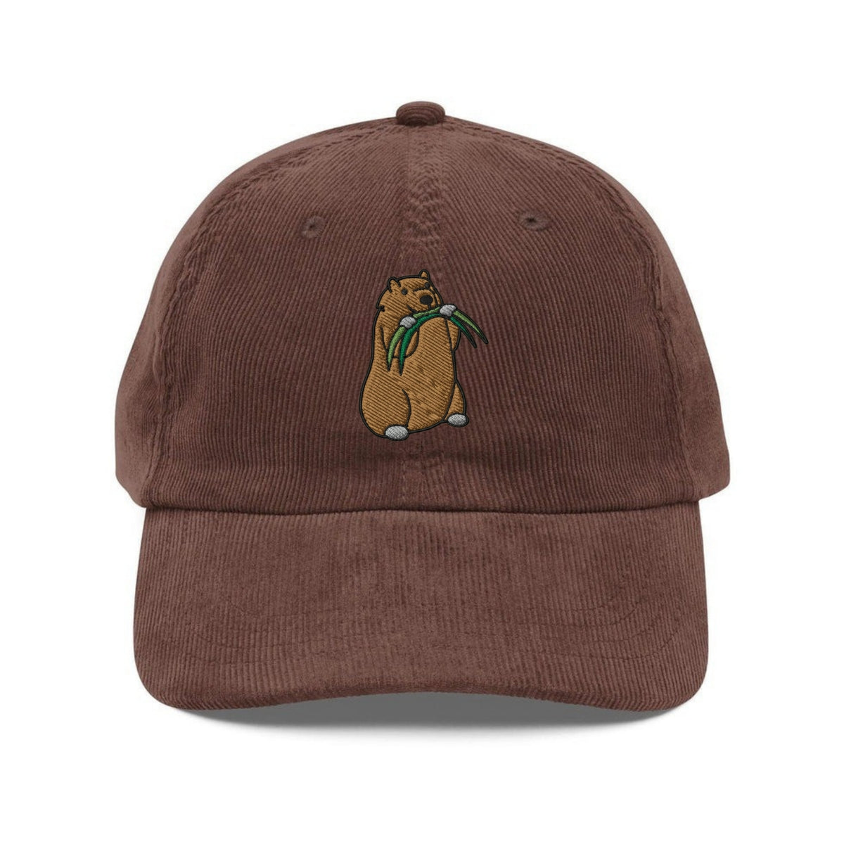 Custom Embroidered Marmot Munching Grass Hat