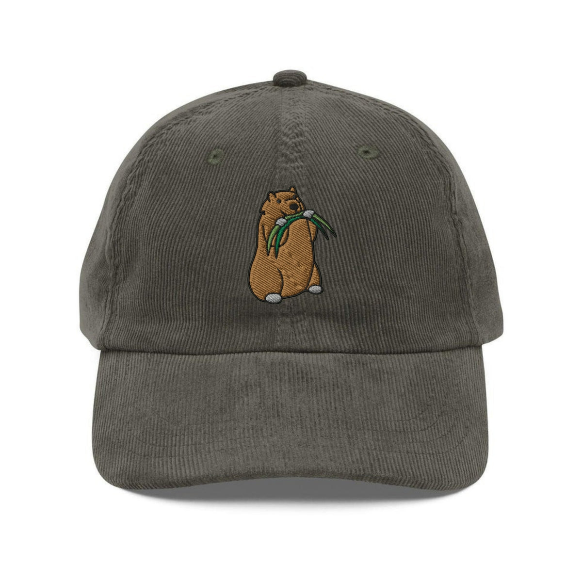 Custom Embroidered Marmot Munching Grass Hat