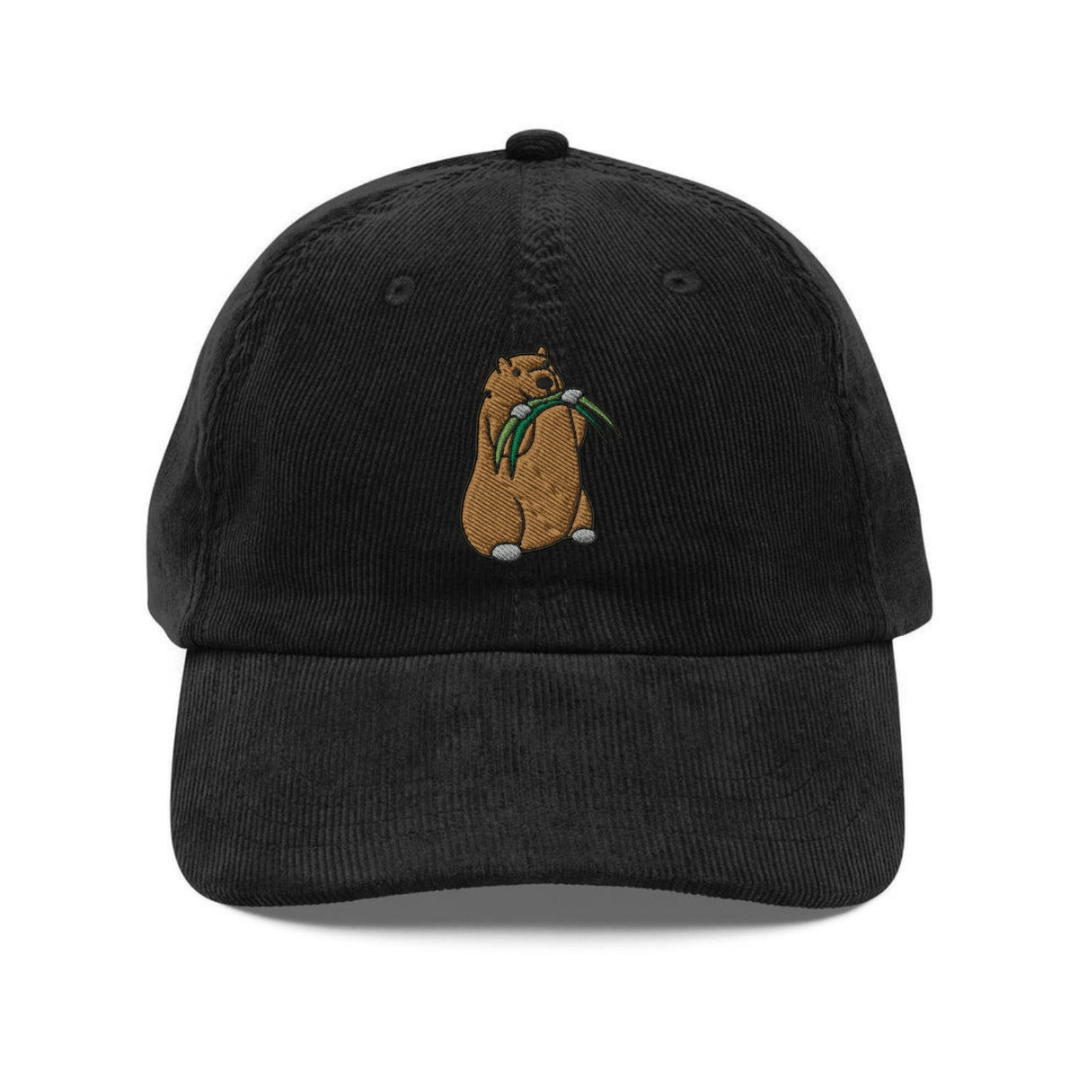 Custom Embroidered Marmot Munching Grass Hat