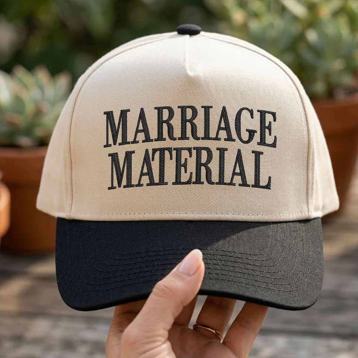 Custom Embroidered Marriage Material Snapback Hat