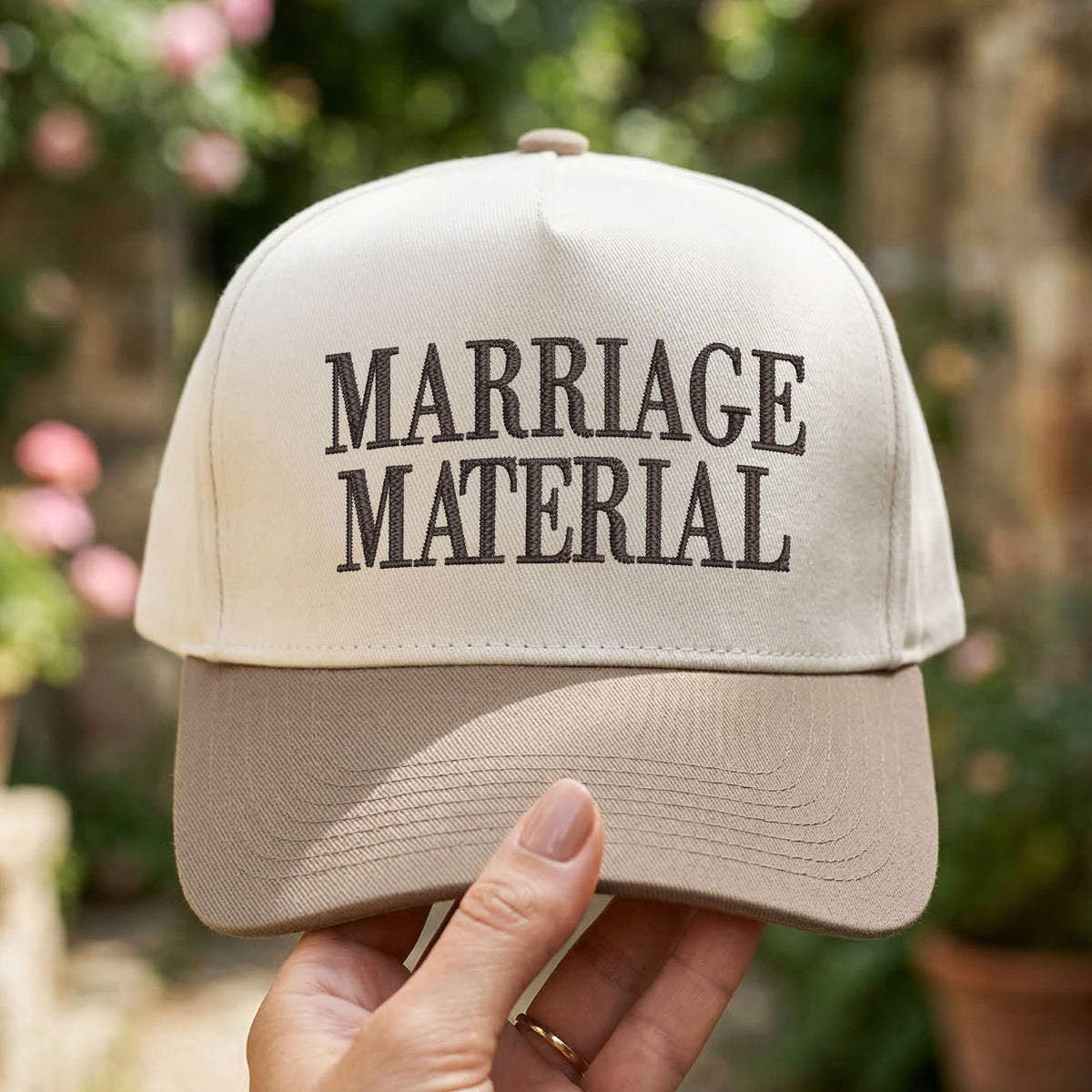 Custom Embroidered Marriage Material Snapback Hat