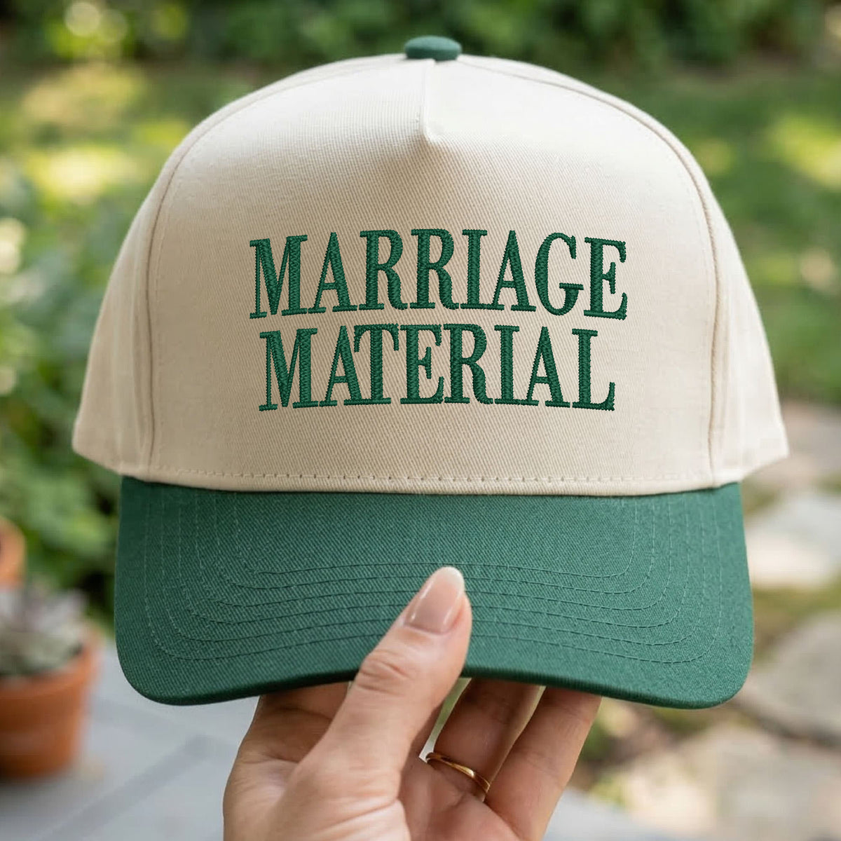 Custom Embroidered Marriage Material Snapback Hat