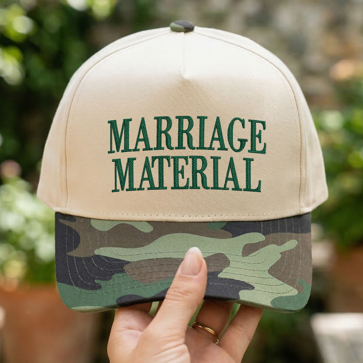 Custom Embroidered Marriage Material Snapback Hat