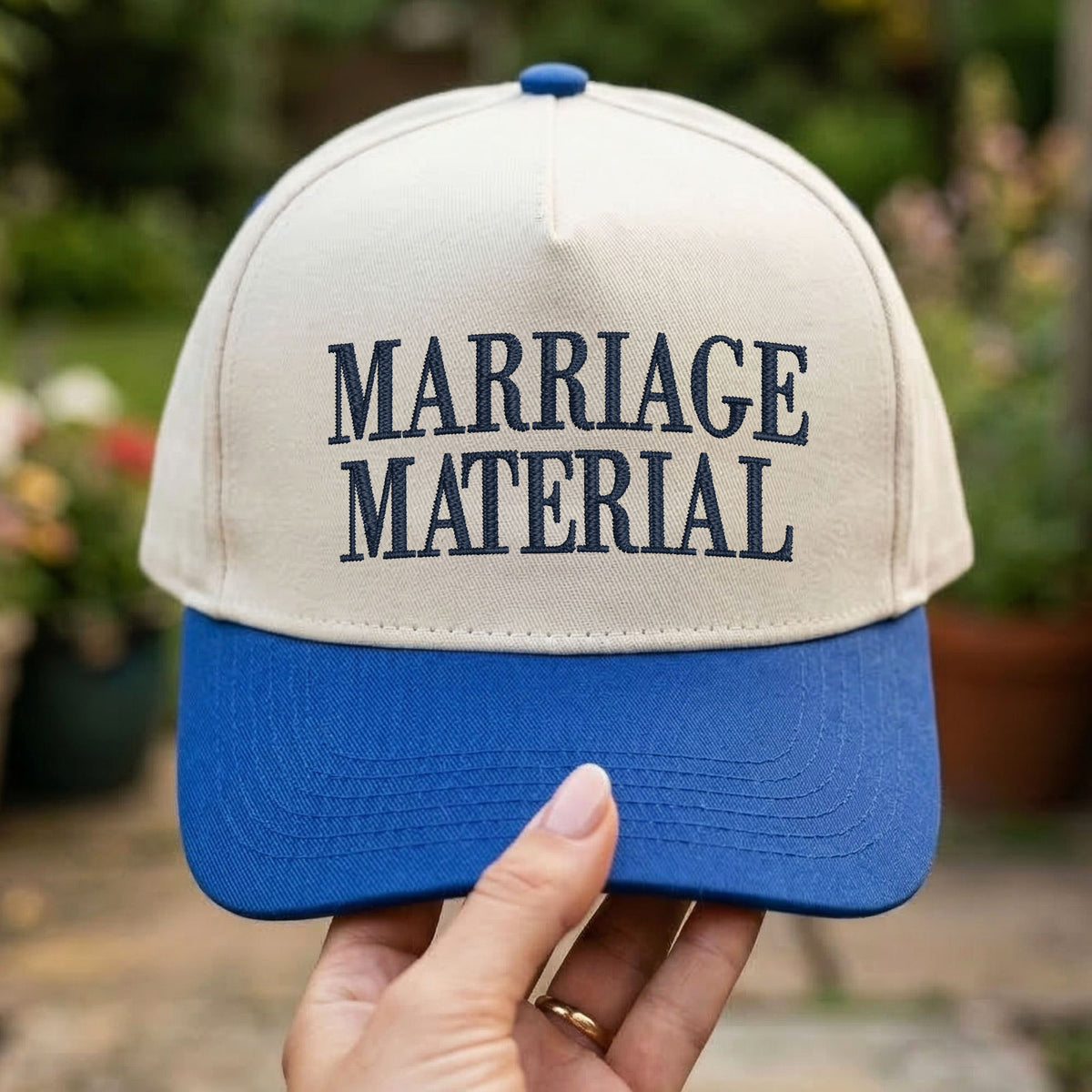 Custom Embroidered Marriage Material Snapback Hat