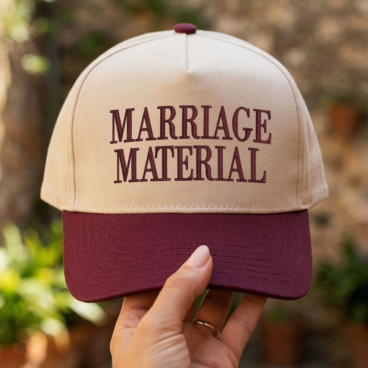 Custom Embroidered Marriage Material Snapback Hat