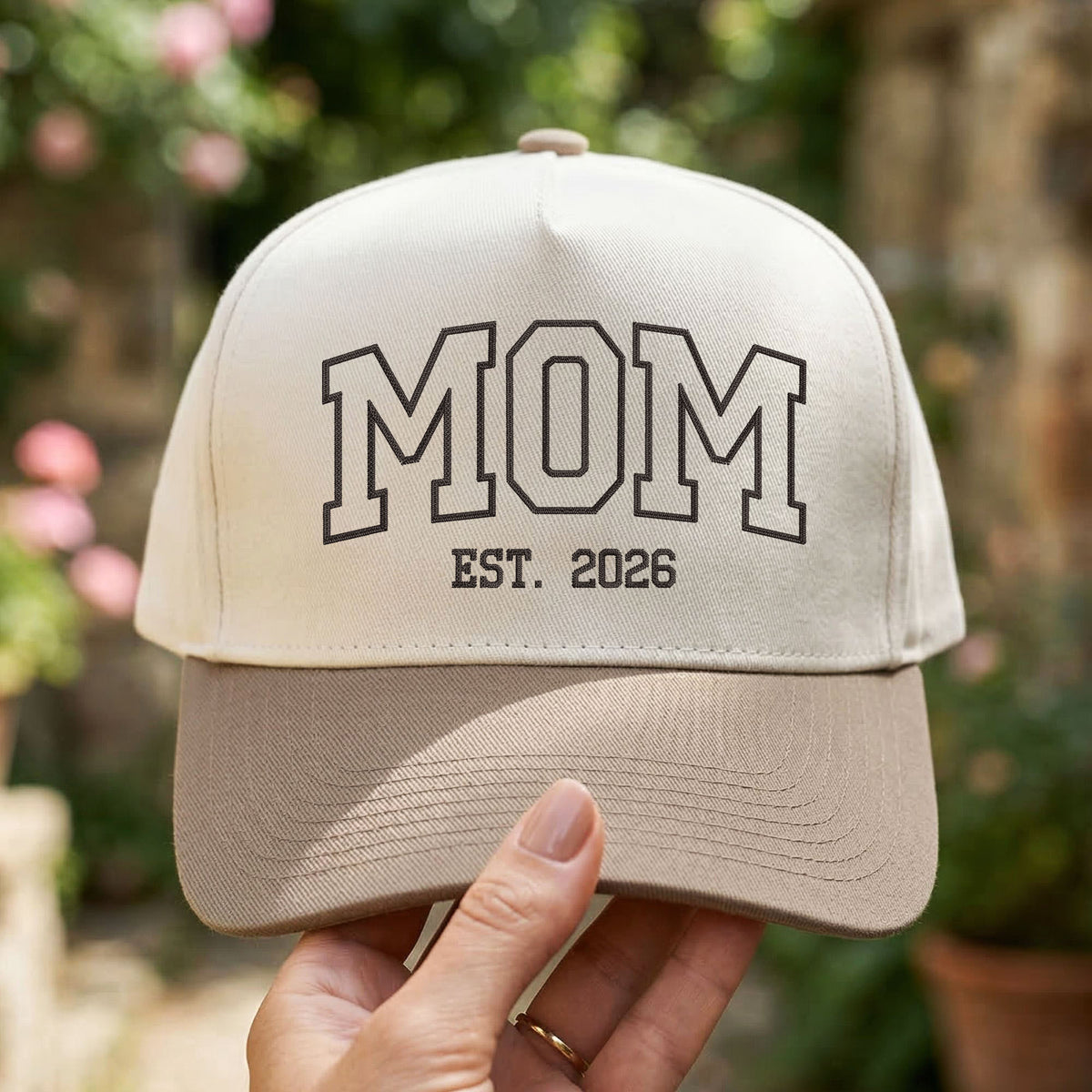 Custom Embroidered Mom Est 2026 Snapback Hat