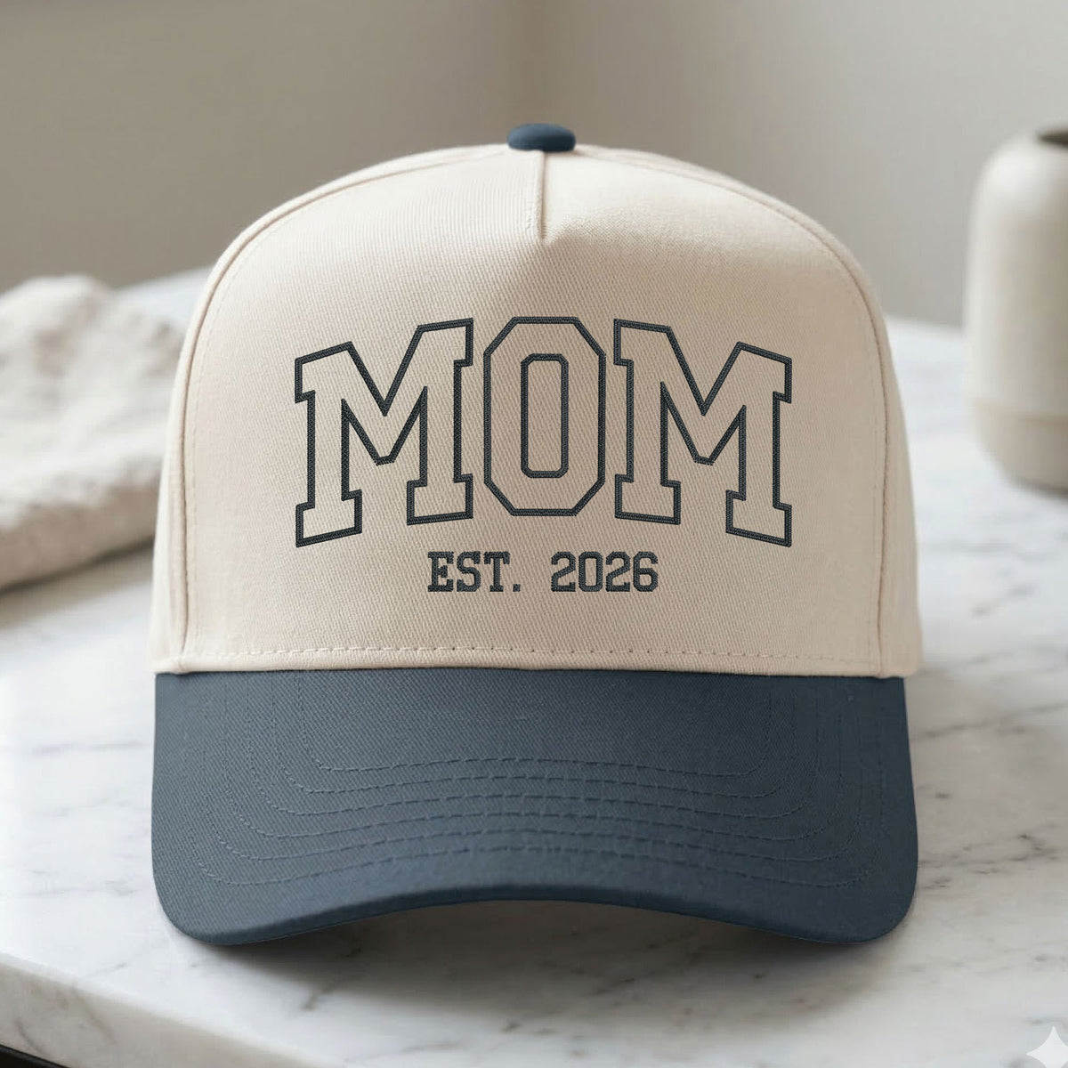 Custom Embroidered Mom Est 2026 Snapback Hat