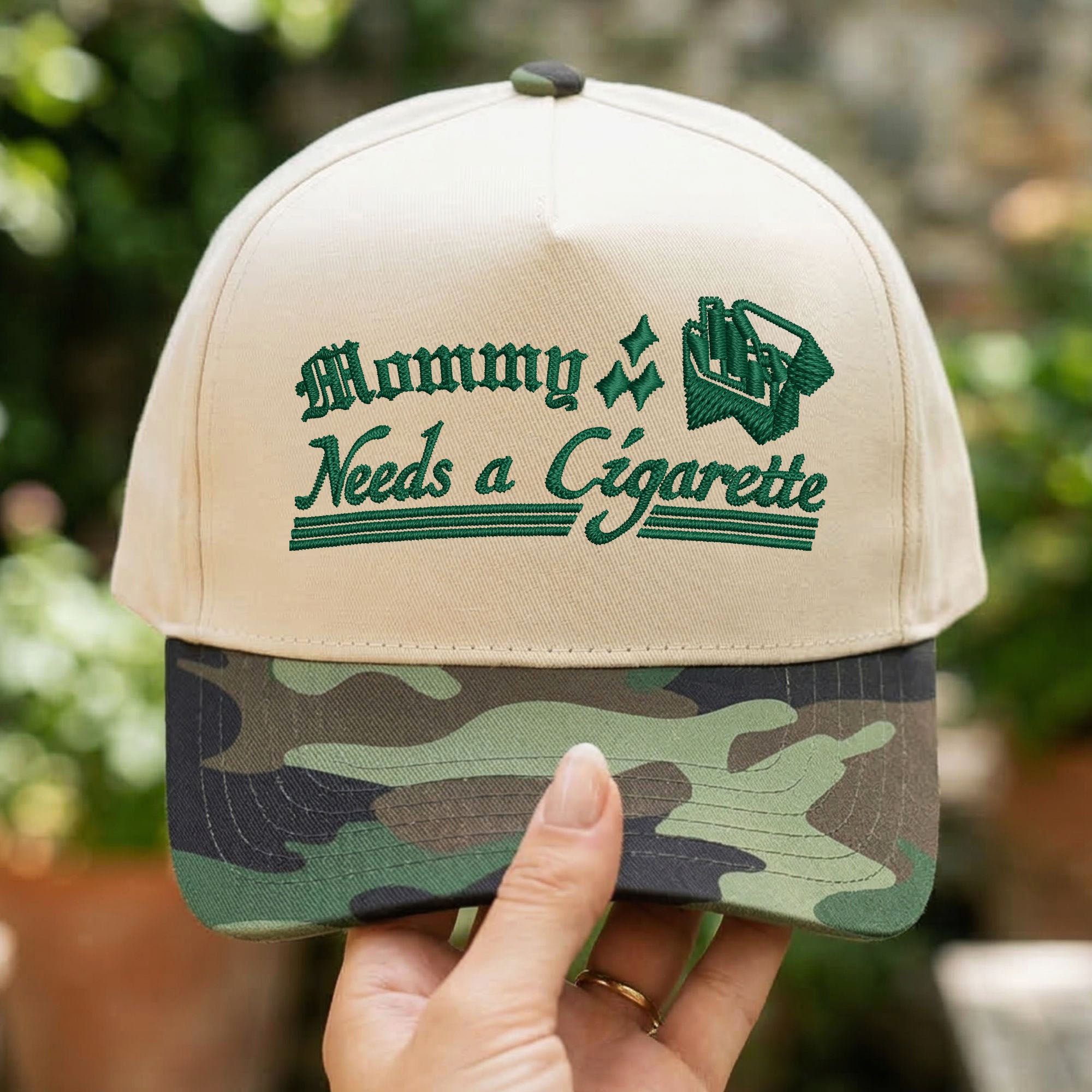 Custom Embroidered Mommy Needs a Cig Snapback Hat