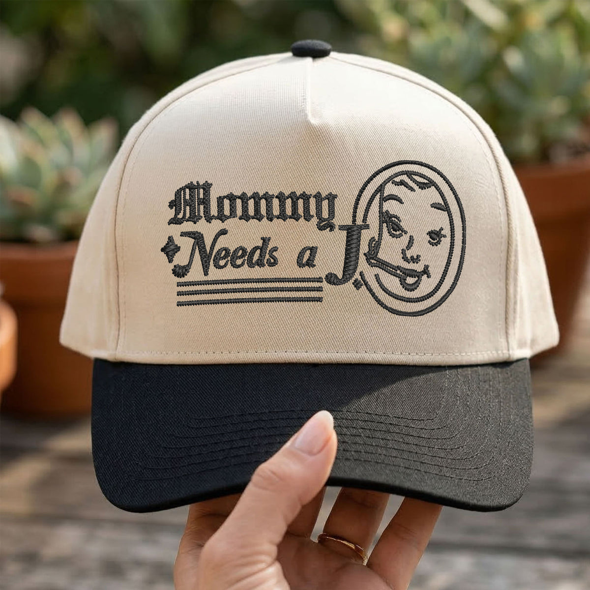 Custom Embroidered Mommy Needs a J Snapback Hat
