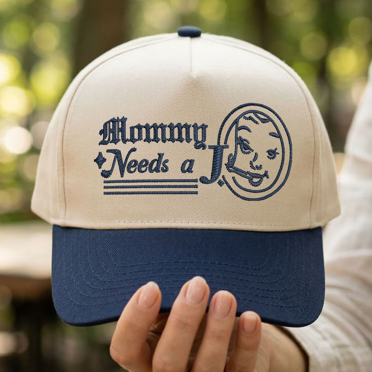 Custom Embroidered Mommy Needs a J Snapback Hat