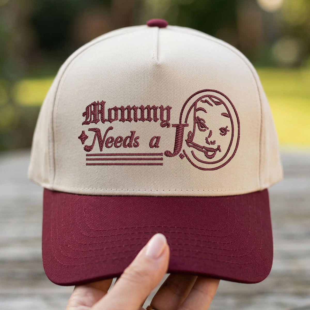 Custom Embroidered Mommy Needs a J Snapback Hat