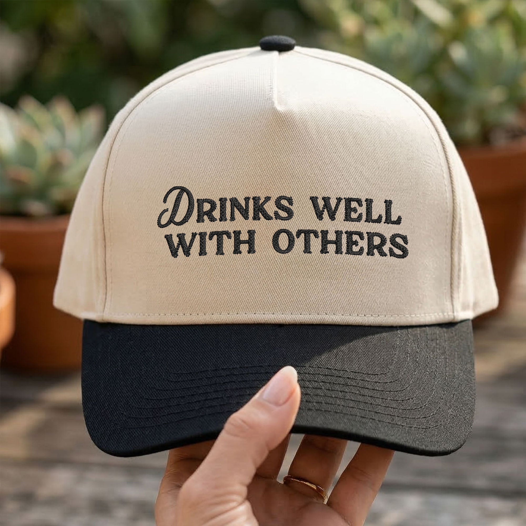 Custom Embroidered Drinks Well With Others Snapback Hat