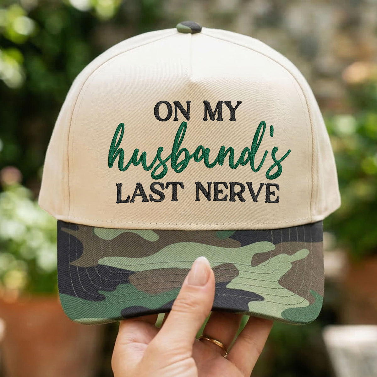Custom Embroidered On My Husband's Last Nerve Snapback Hat