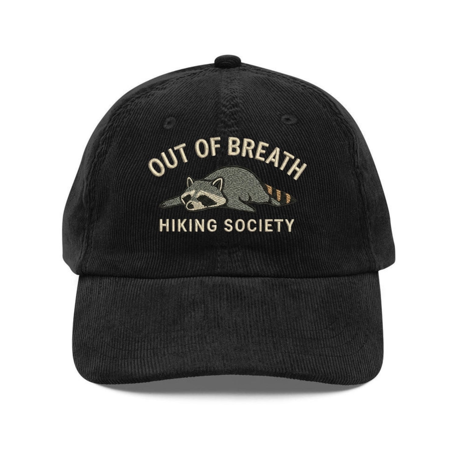 Custom Embroidered Out Of Breath Hiking Society Raccoon Hat - Funny Outdoor Cap