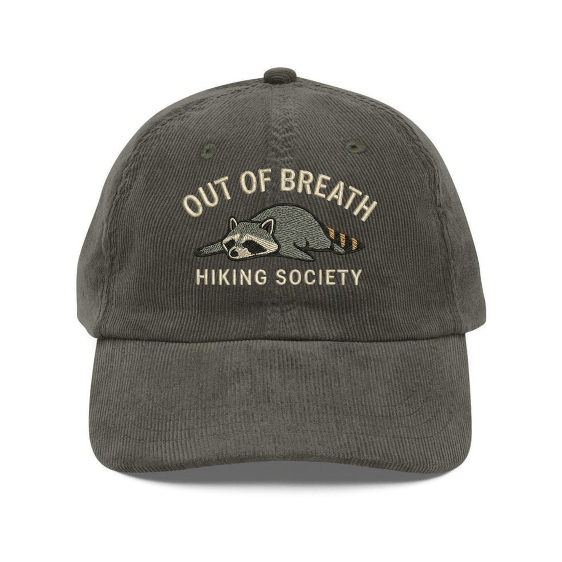 Custom Embroidered Out Of Breath Hiking Society Raccoon Hat - Funny Outdoor Cap
