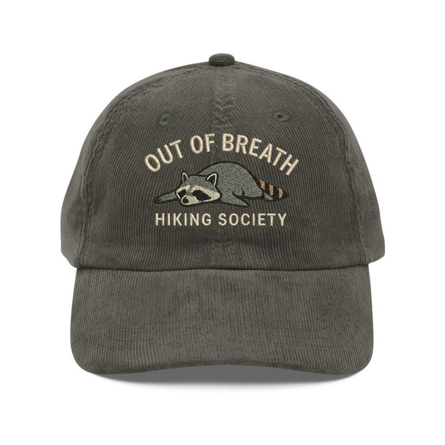 Custom Embroidered Out Of Breath Hiking Society Raccoon Hat - Funny Outdoor Cap