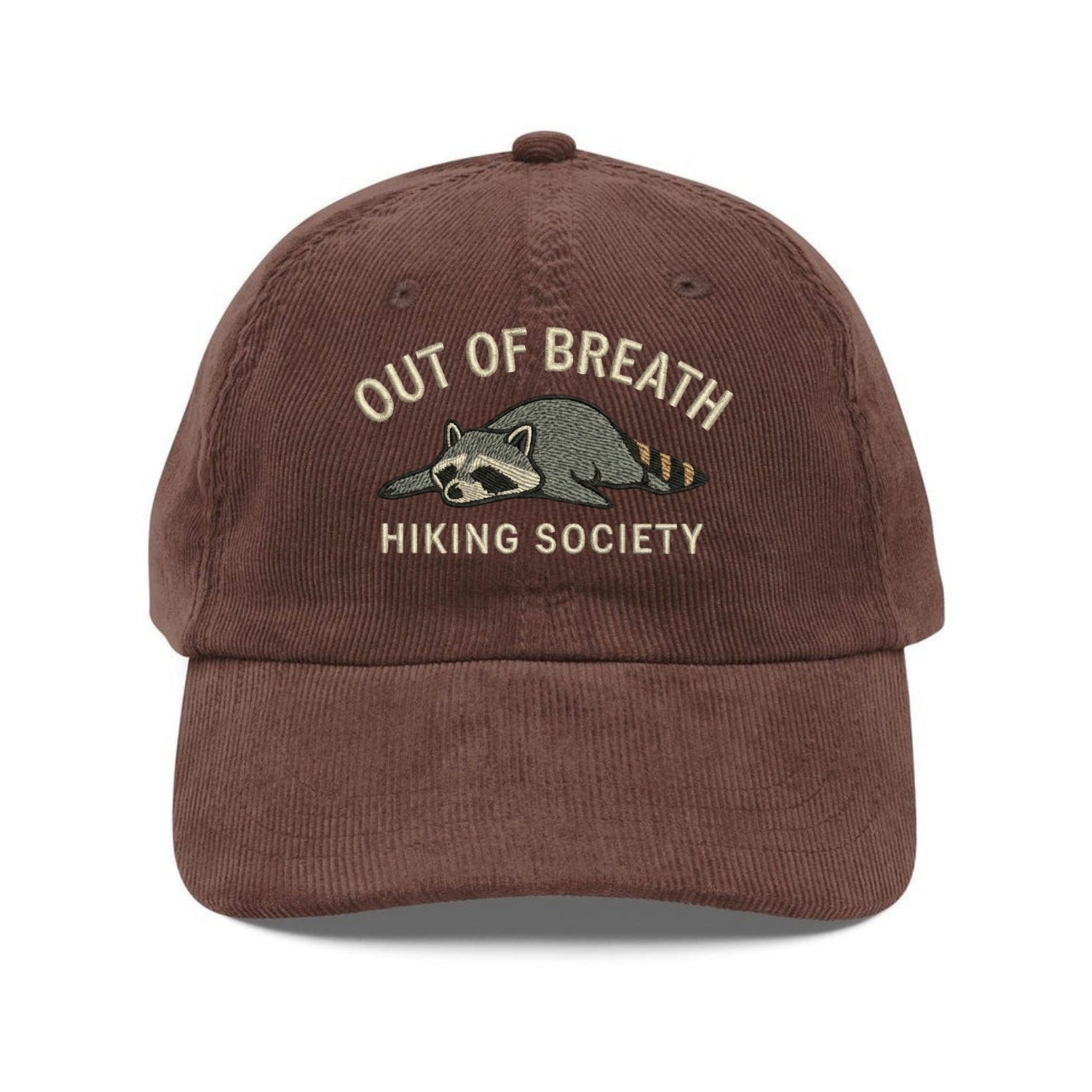 Custom Embroidered Out Of Breath Hiking Society Raccoon Hat - Funny Outdoor Cap