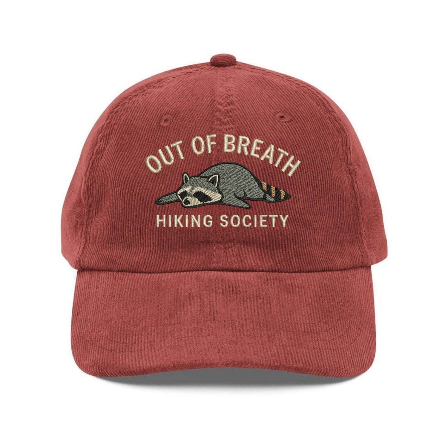 Custom Embroidered Out Of Breath Hiking Society Raccoon Hat - Funny Outdoor Cap