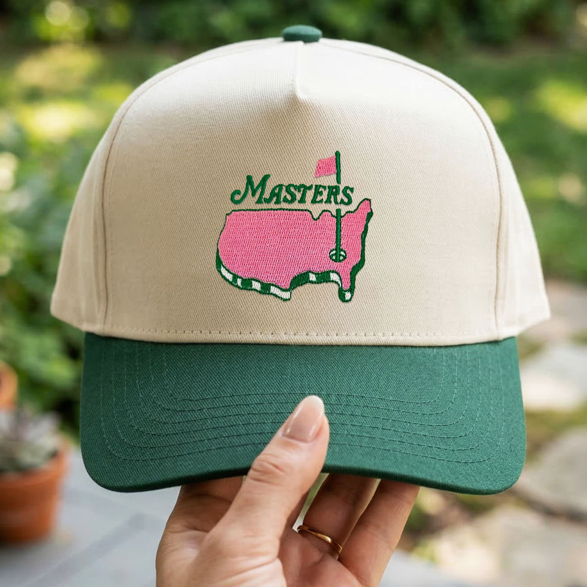 Custom Embroidered Pink Masters Golf Inspired Snapback Hat