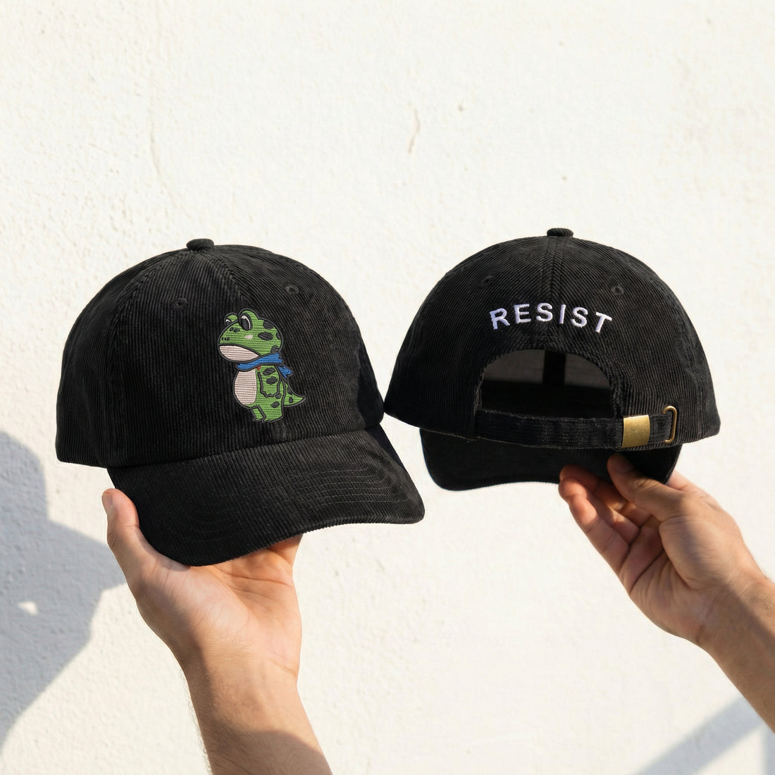 Custom Embroidered Portland Frog Resist Hat - Vintage Activist Dad Cap