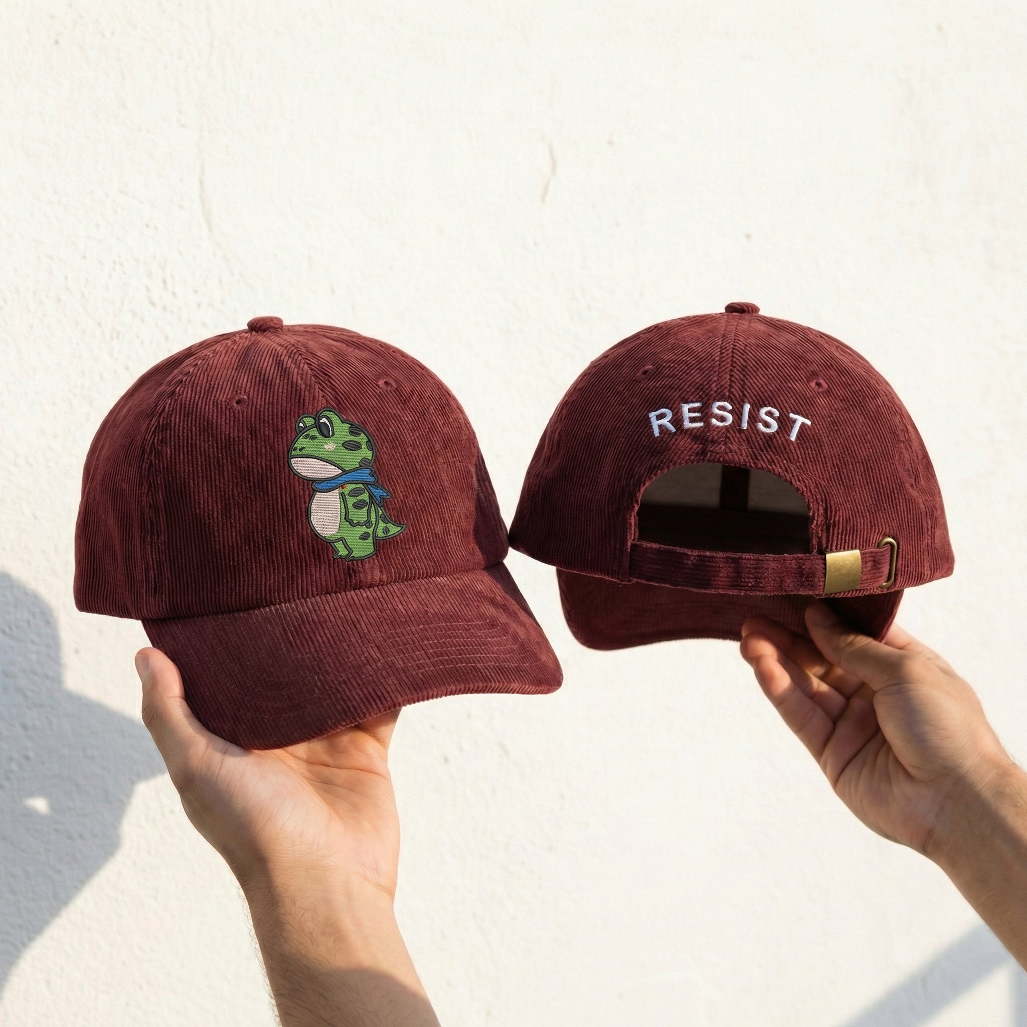 Custom Embroidered Portland Frog Resist Hat - Vintage Activist Dad Cap