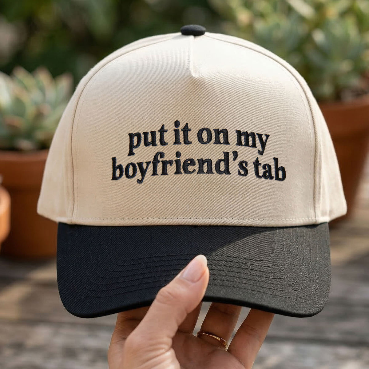 Custom Embroidered Put It On My Boyfriend’s Tab Snapback Hat