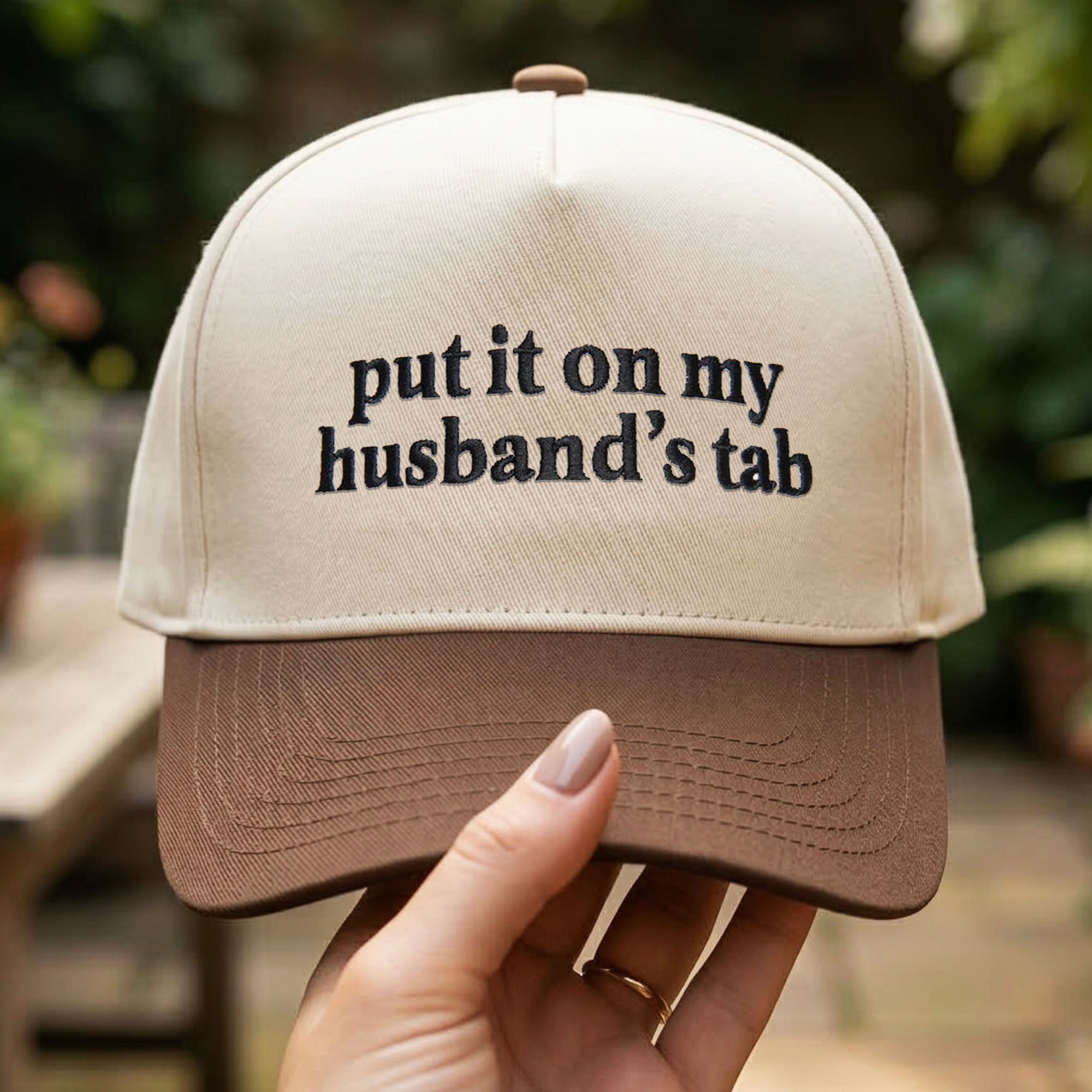 Custom Embroidered Put It On My Husband’s Tab Snapback Hat