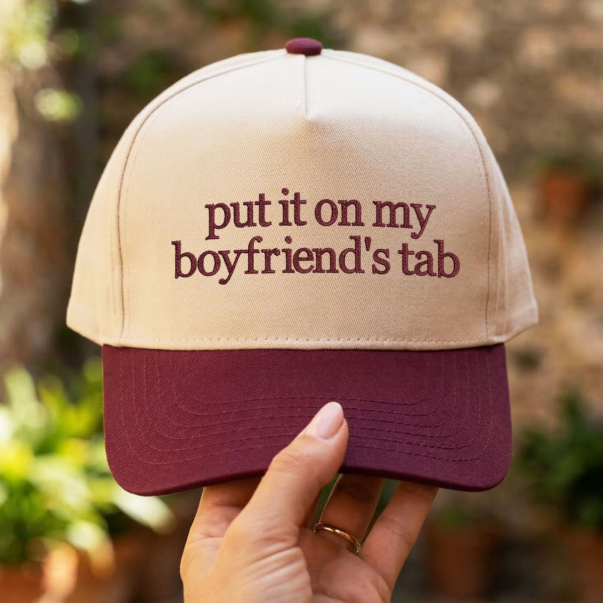 Custom Embroidered Put It On My Boyfriend’s Tab Snapback Hat