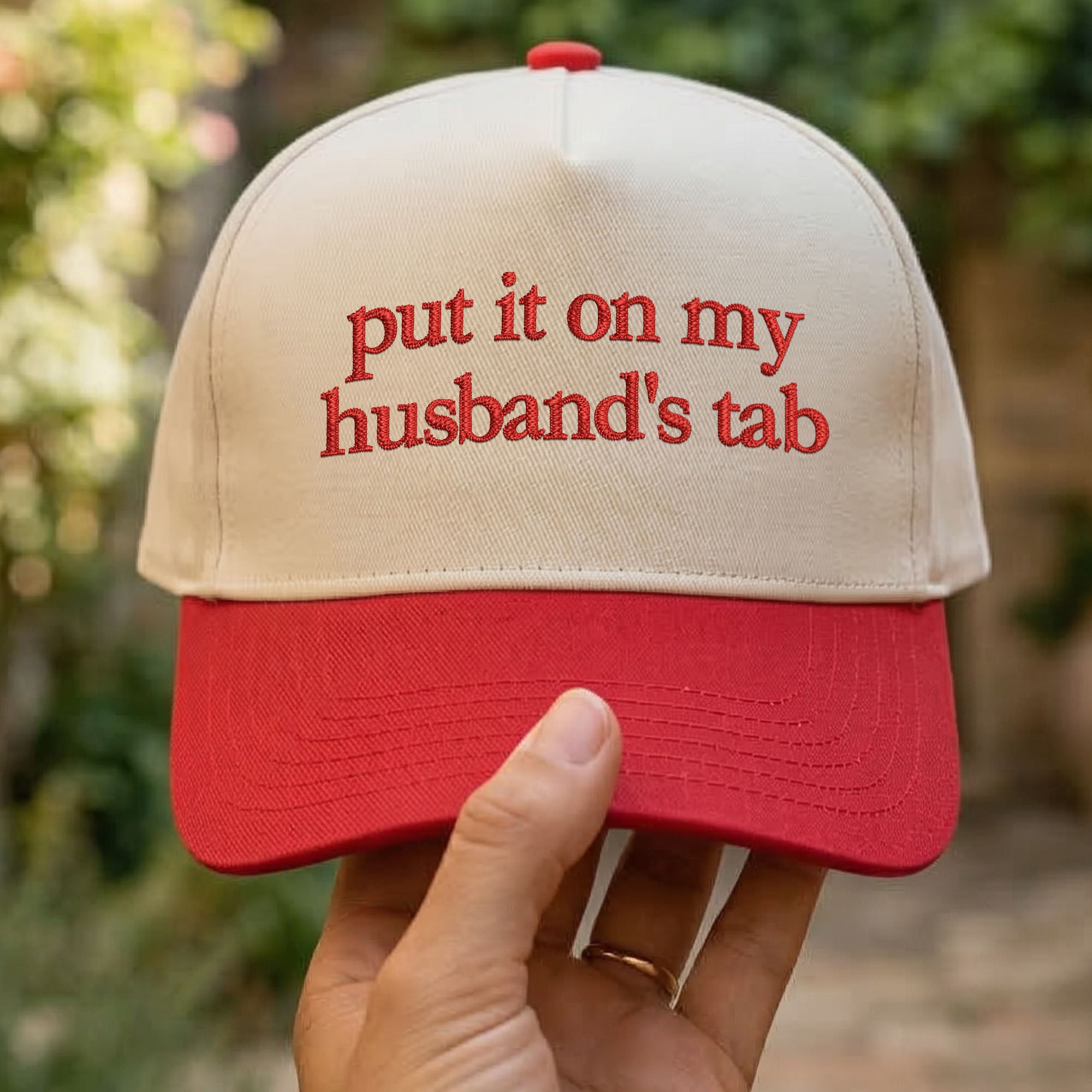 Custom Embroidered Put It On My Husband’s Tab Snapback Hat