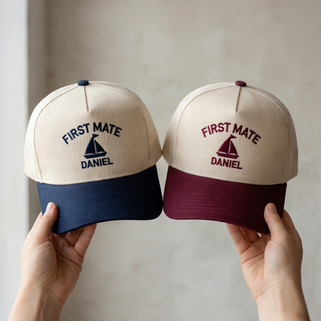 Custom Embroidered Snapback Hat – First Mate Personalized Name Cap