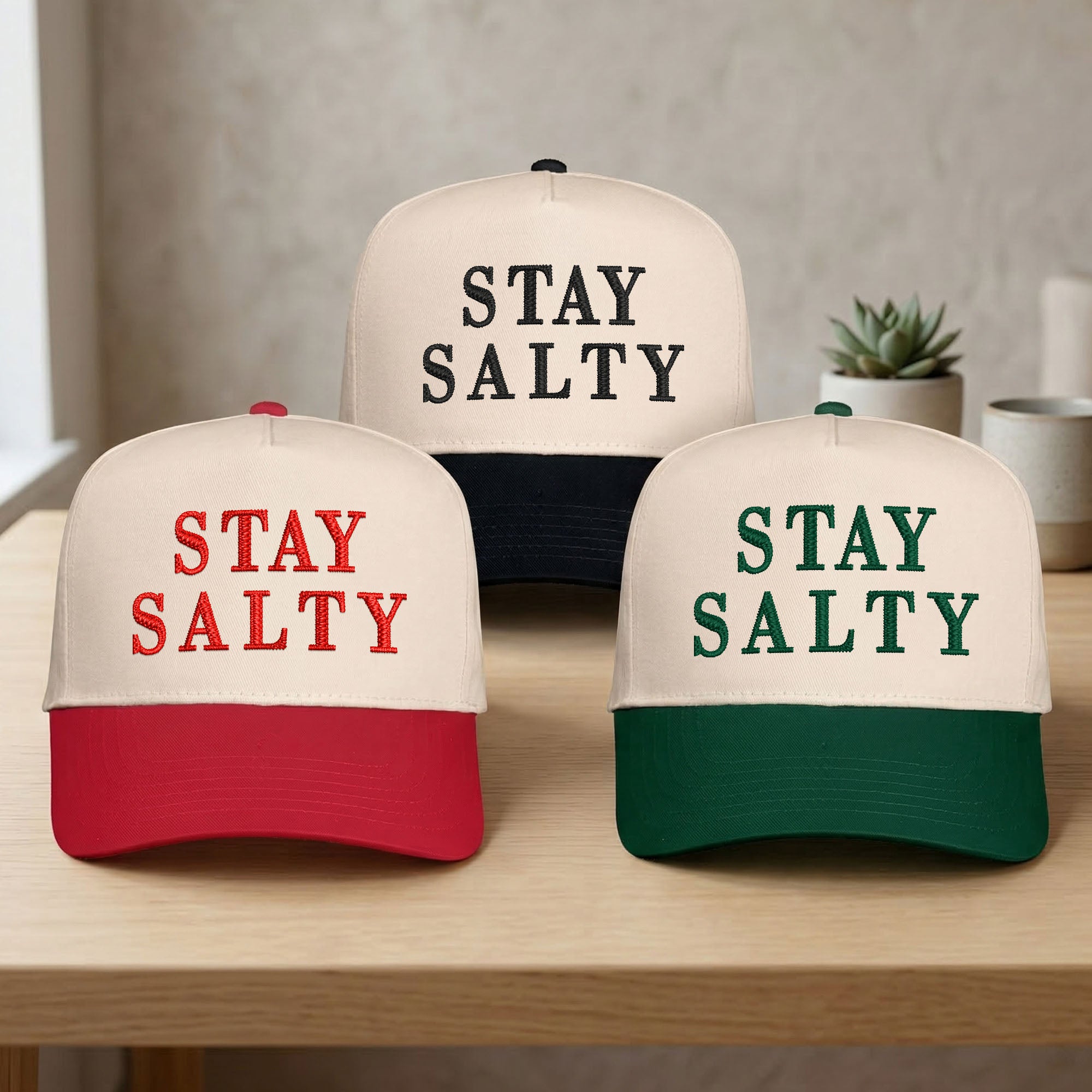 Custom Embroidered Stay Salty Snapback Hat - Personalized  Anti Ice Snapback Hat