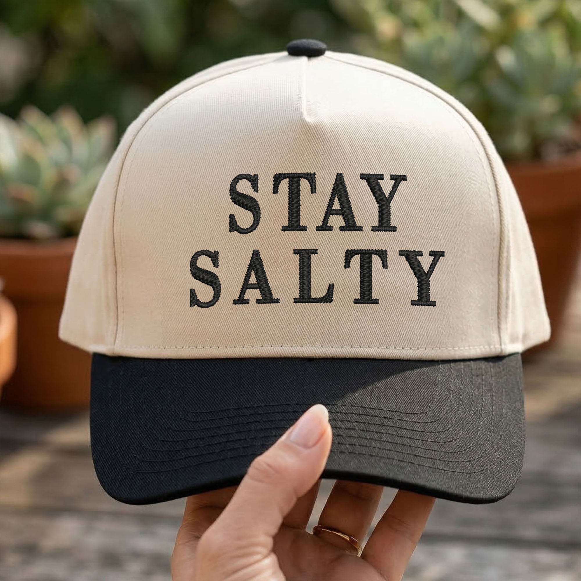 Custom Embroidered Stay Salty Snapback Hat - Personalized  Anti Ice Snapback Hat
