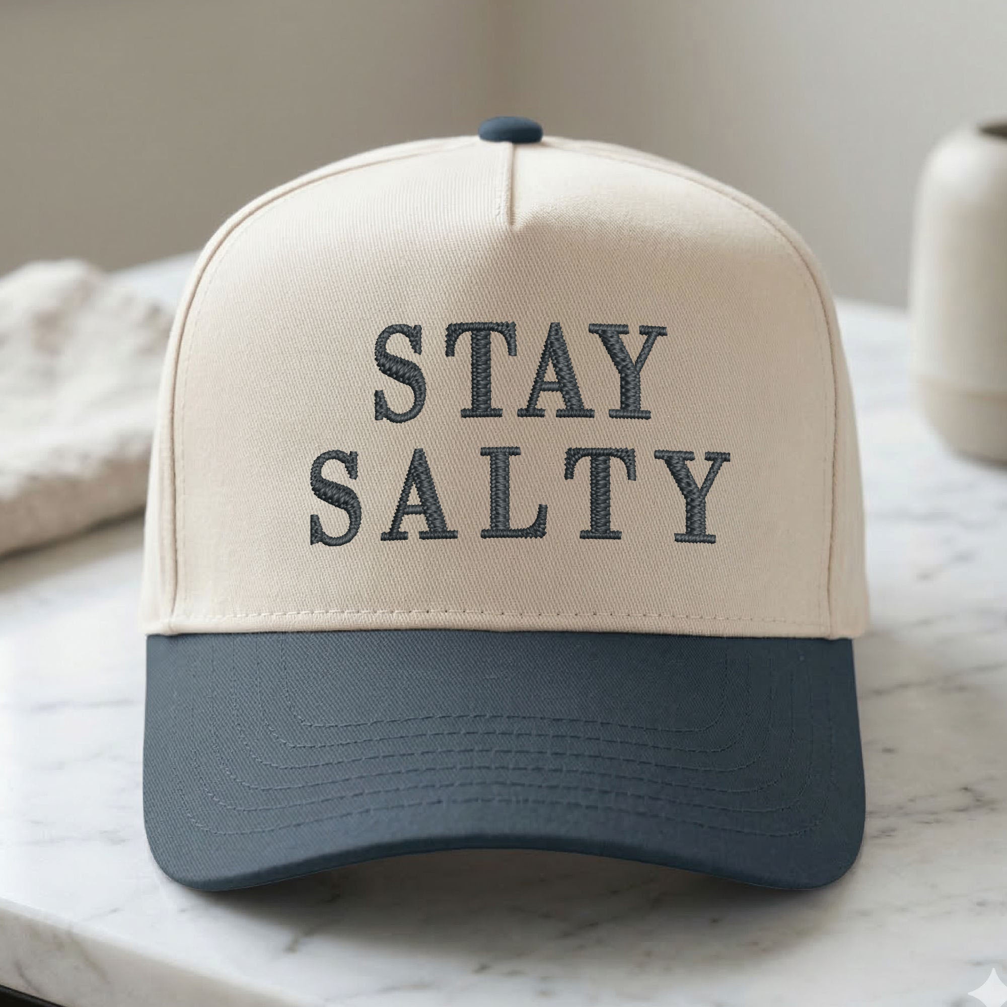 Custom Embroidered Stay Salty Snapback Hat - Personalized  Anti Ice Snapback Hat