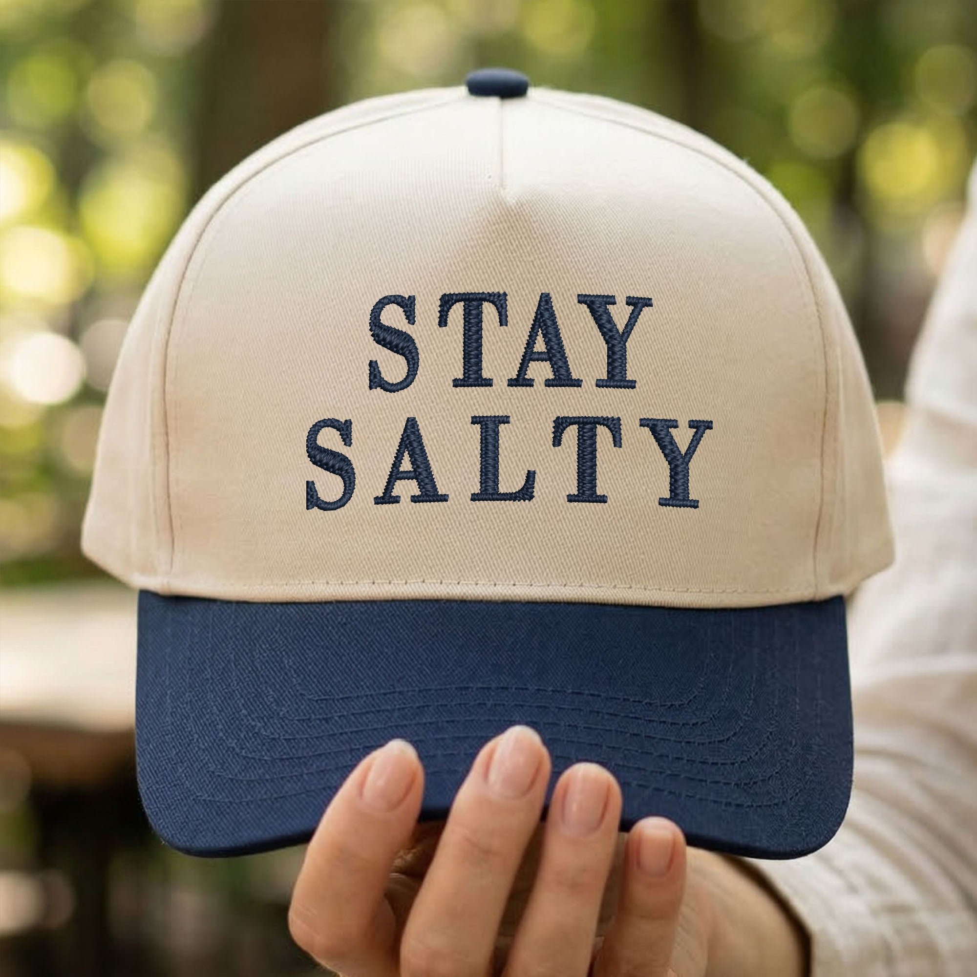 Custom Embroidered Stay Salty Snapback Hat - Personalized  Anti Ice Snapback Hat
