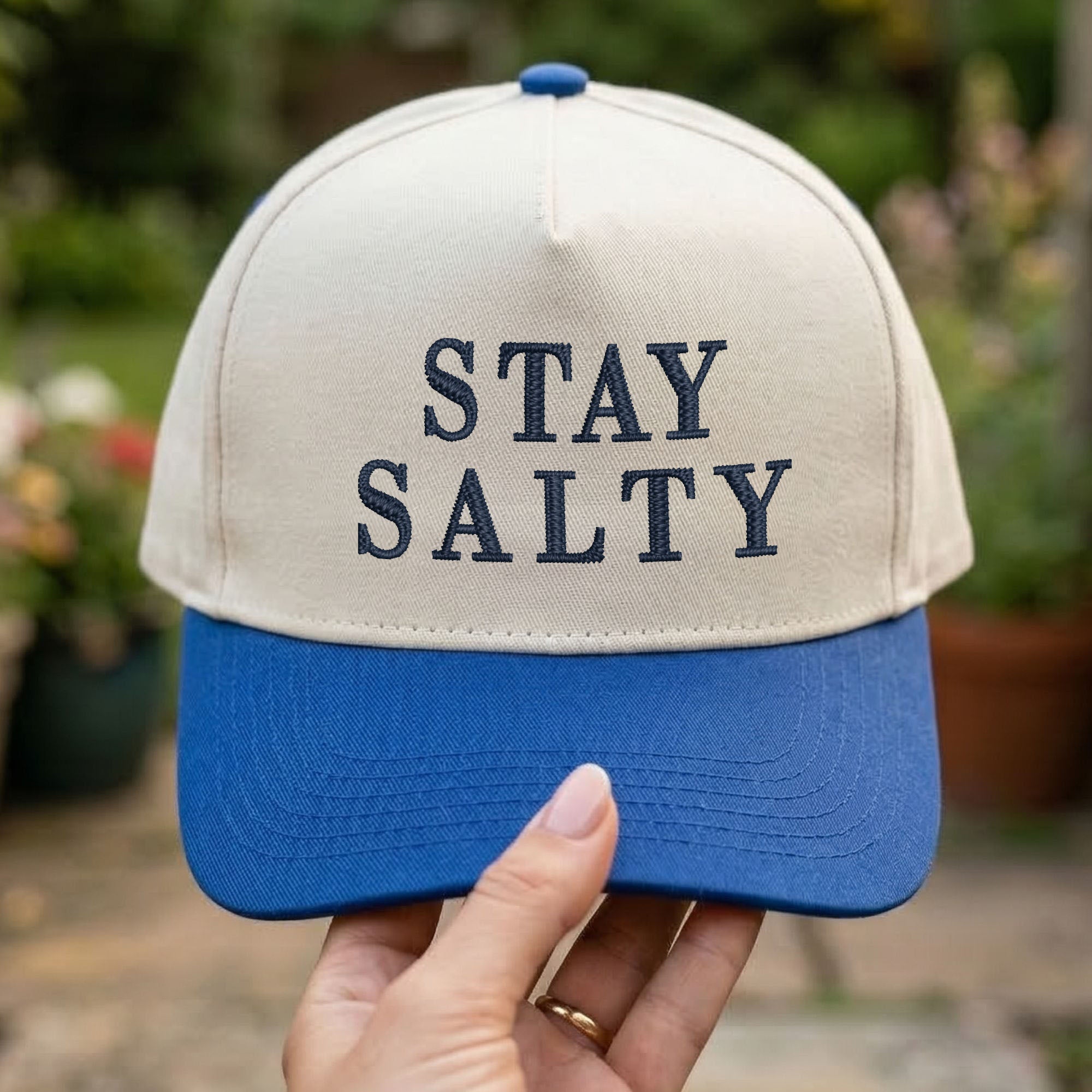 Custom Embroidered Stay Salty Snapback Hat - Personalized  Anti Ice Snapback Hat