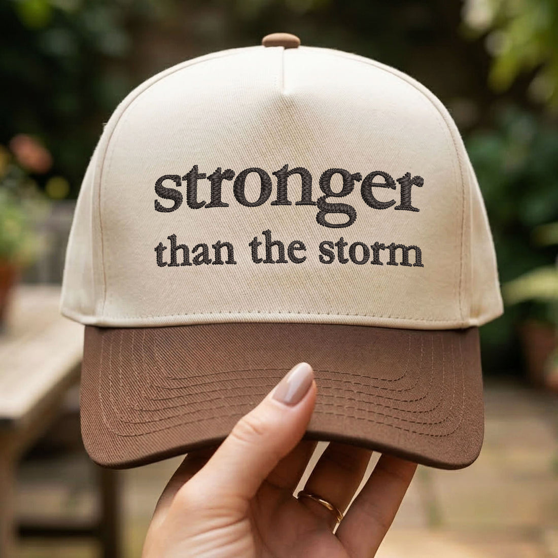 Custom Embroidered Stronger Than the Storm Snapback Hat