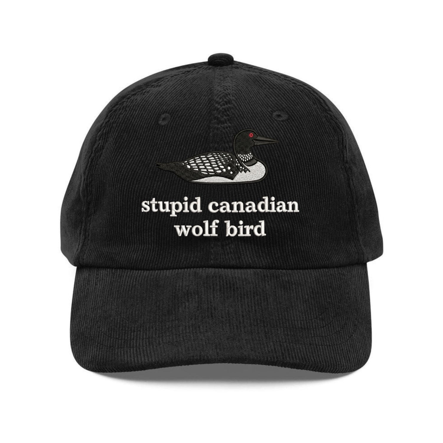 Custom Embroidered Stupid Canadian Wolf Bird Washed Hat - Hockey Romance Fan Cap