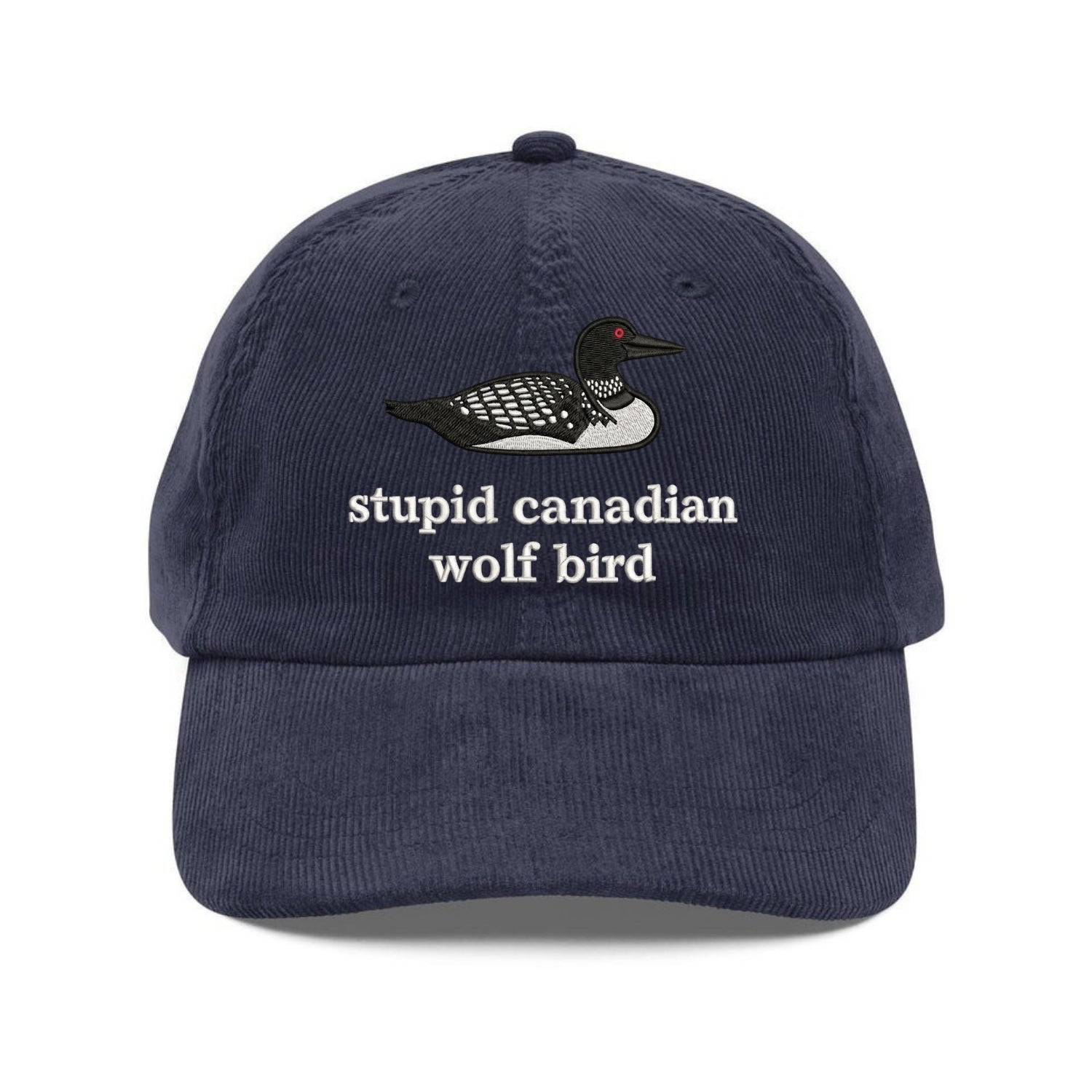 Custom Embroidered Stupid Canadian Wolf Bird Washed Hat - Hockey Romance Fan Cap