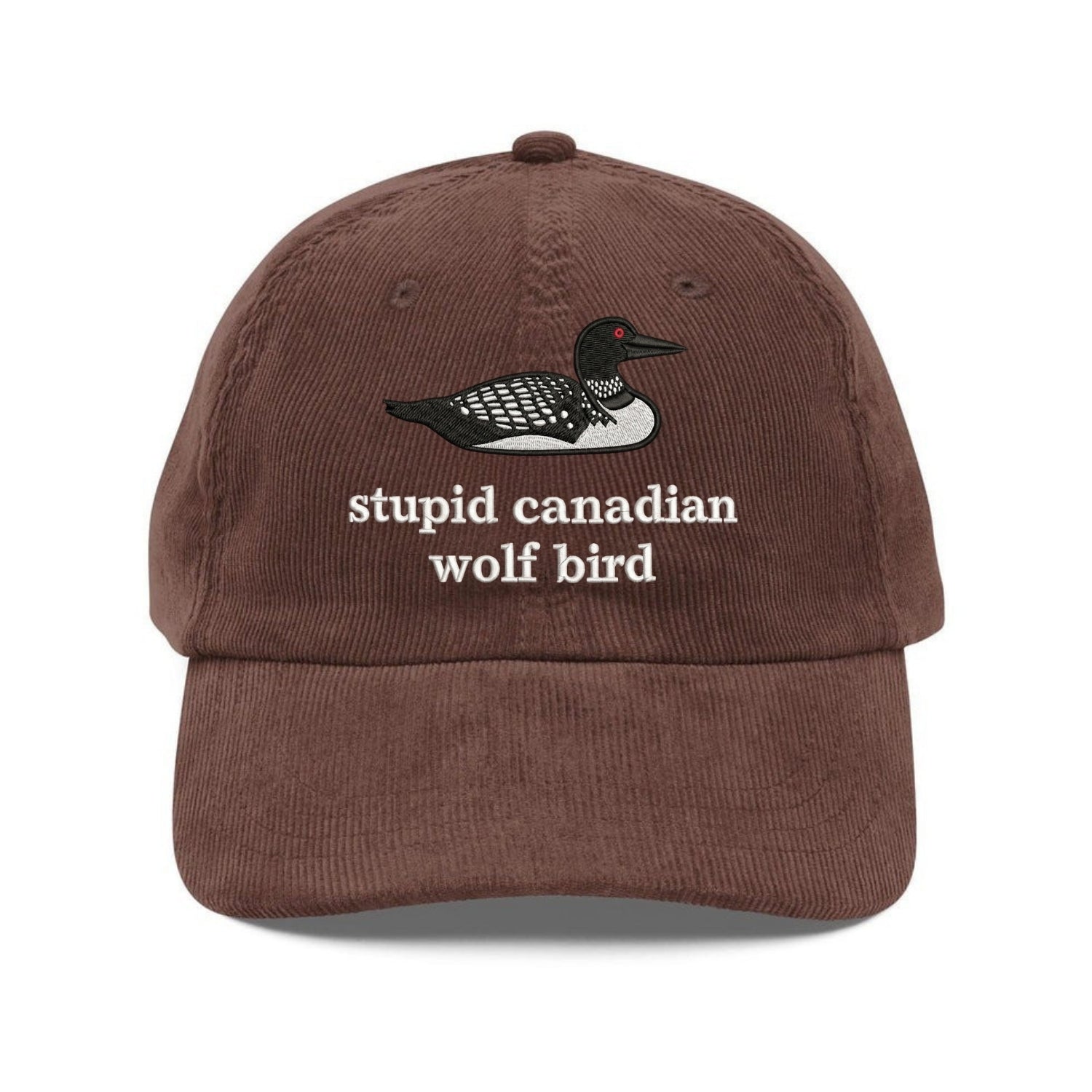 Custom Embroidered Stupid Canadian Wolf Bird Washed Hat - Hockey Romance Fan Cap