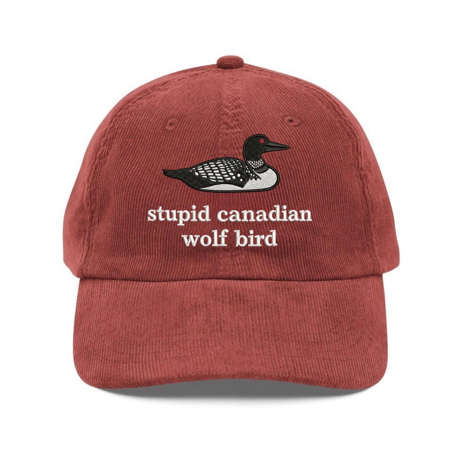 Custom Embroidered Stupid Canadian Wolf Bird Washed Hat - Hockey Romance Fan Cap