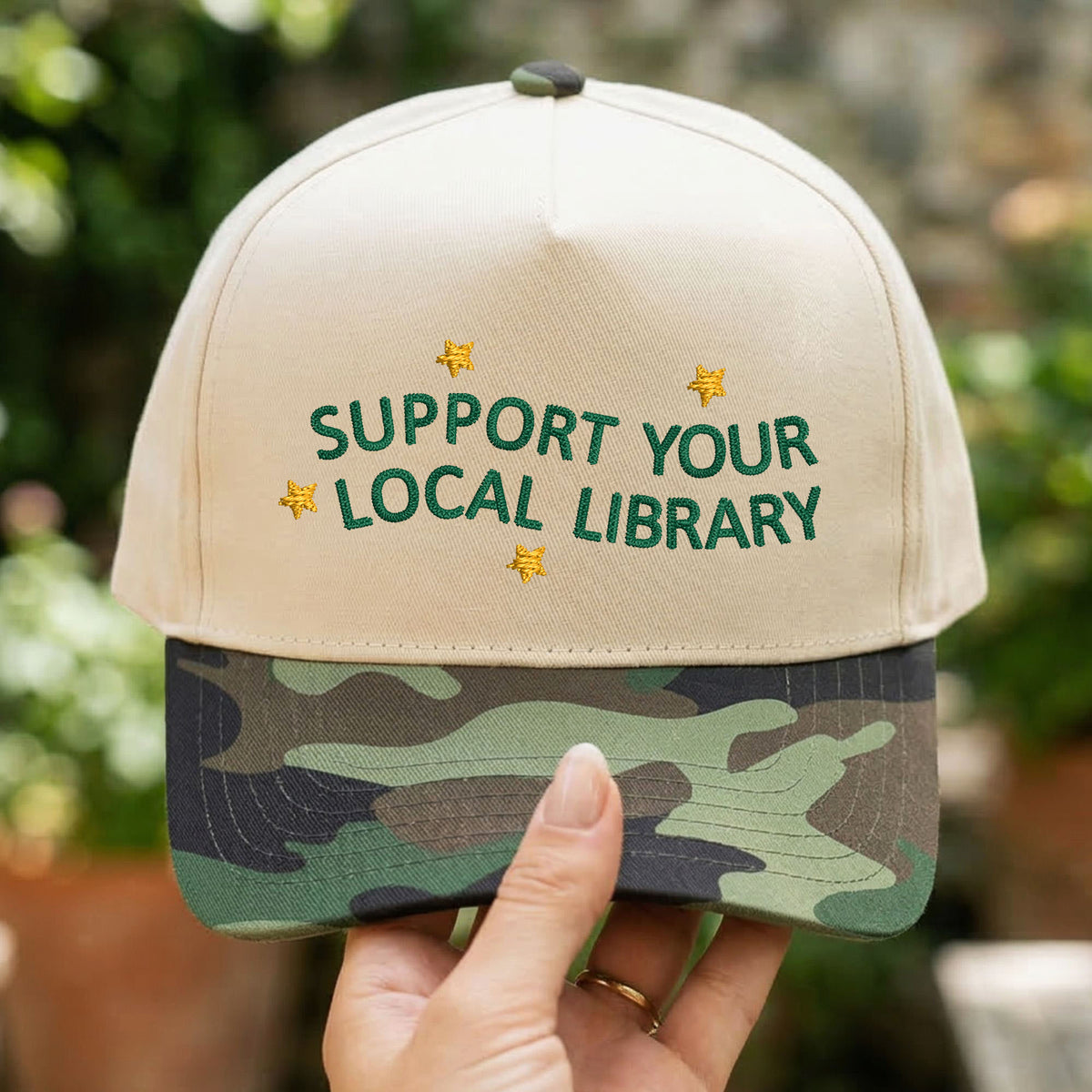 Custom Embroidered Support Your Local Library Snapback Hat