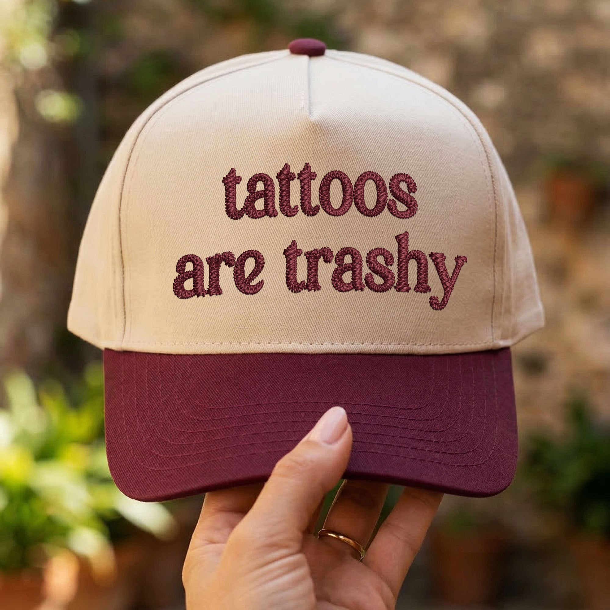 Custom Embroidered Tattoos Are Trashy Snapback Hat