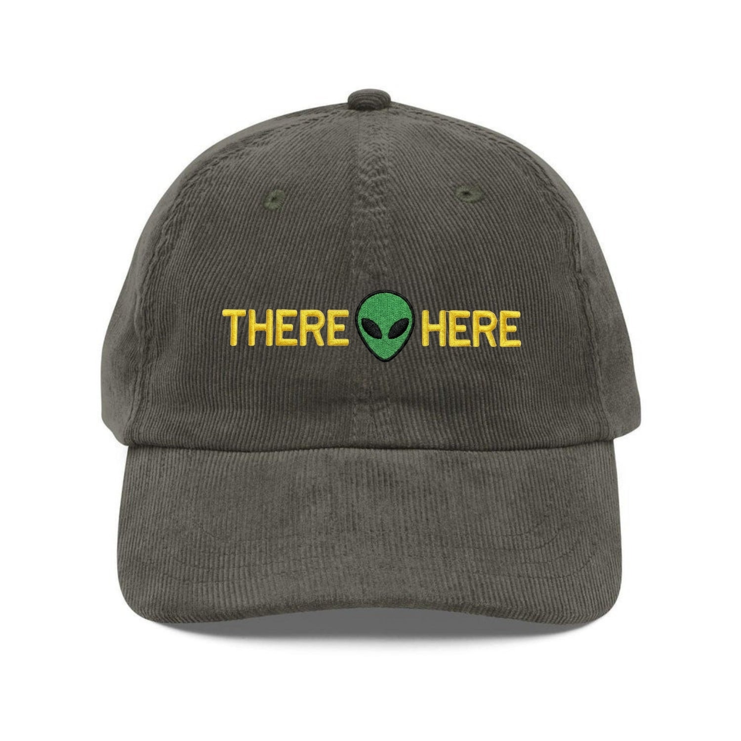 Custom Embroidered They’re Here Alien Hat - UFO Aesthetic Vintage Cap