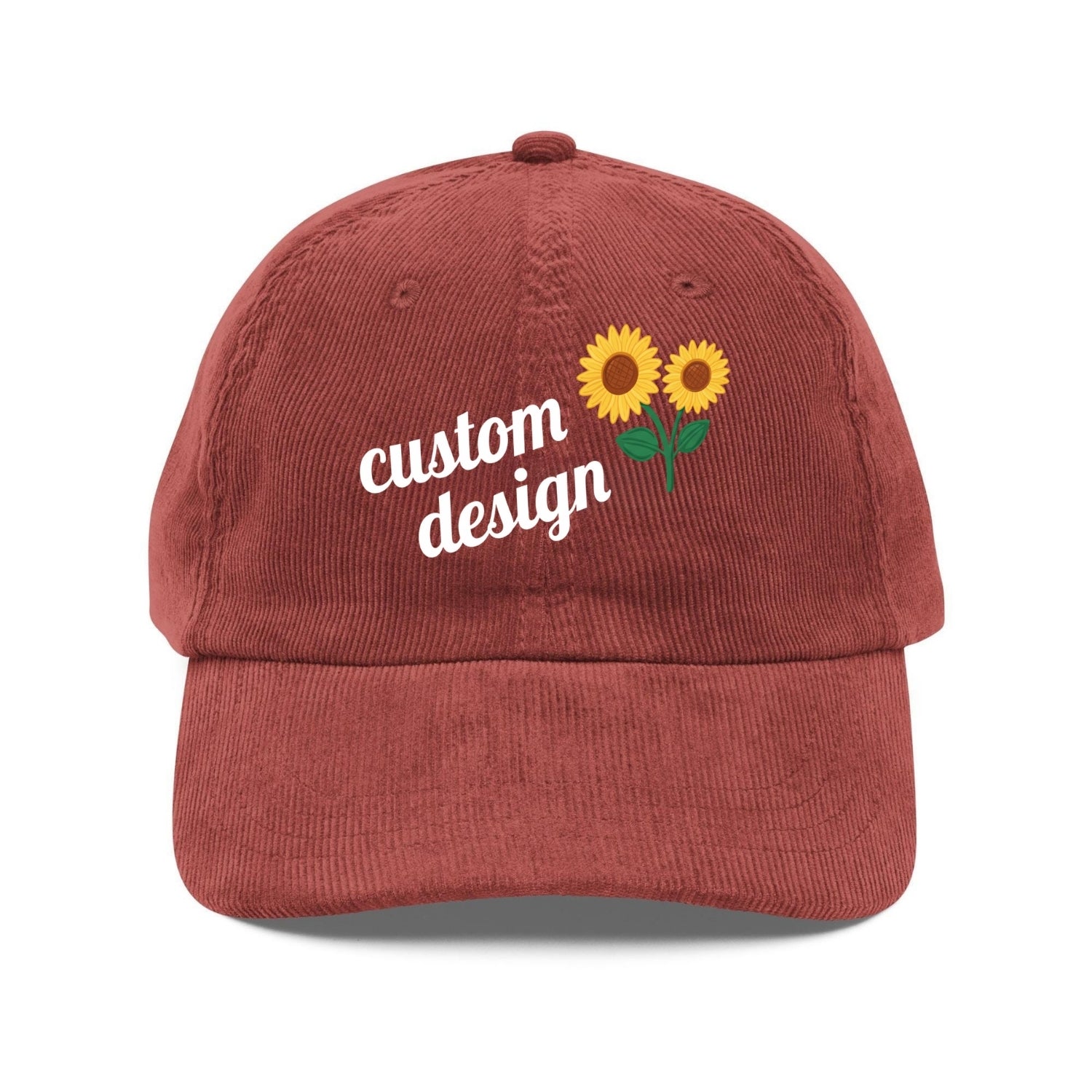 Custom Embroidered Corduroy Hat - Personalized Baseball Cap With Text Logo